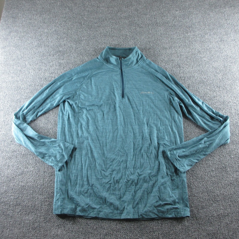 Eddie Bauer FreeDry Pullover Mens M‎ Blue 1/4 Zip Long Sleeve Athletic Shirt